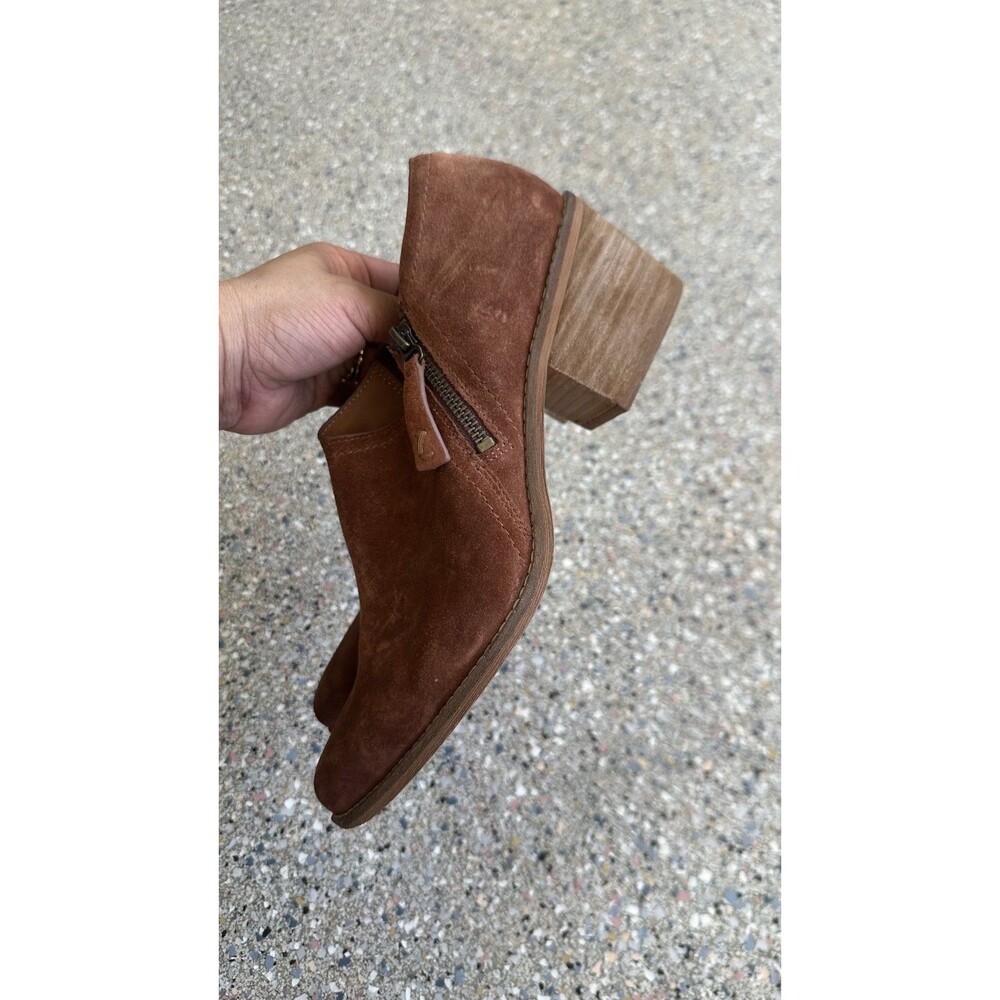 ZODIAC WOMENS COGNAC SUEDE ZIP UP BOOTIES SIZE 11 PRE LOVED EXCELLENT CONDITION